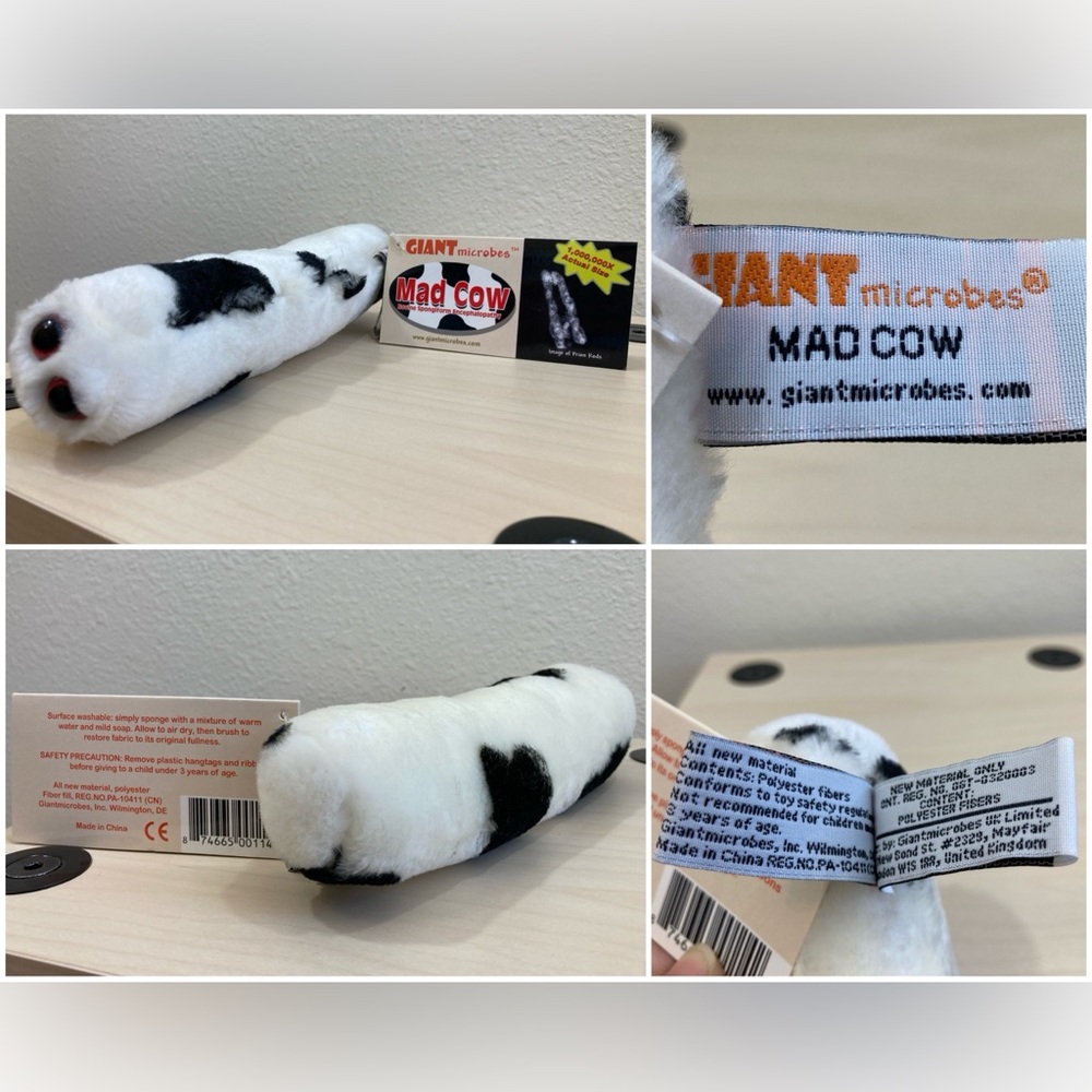 Giant Microbes Plush Plague Mad Cow Salmonella Stomach Ache Science Medical Gift - Picture 3 of 5